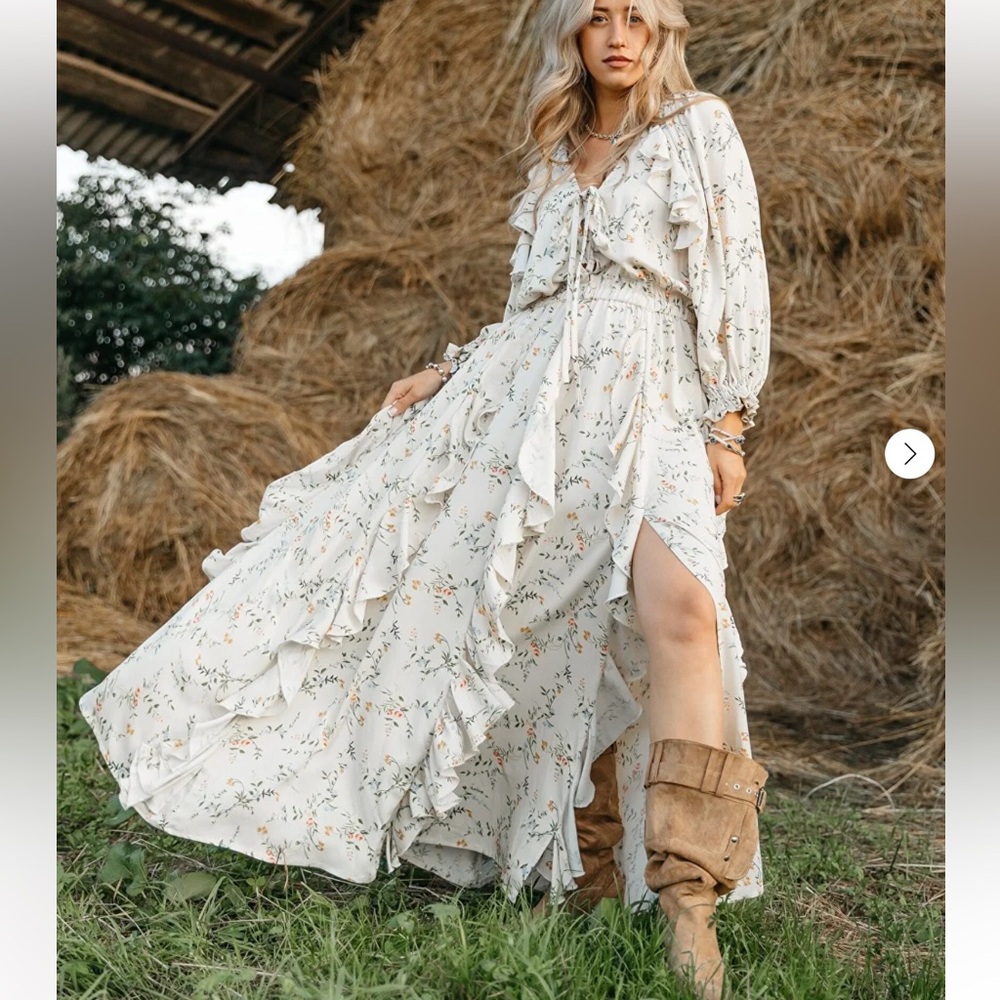 Provans Belimova Maxi Floral Ruffle Bohoβ Cottagecore Dress made in Europe
